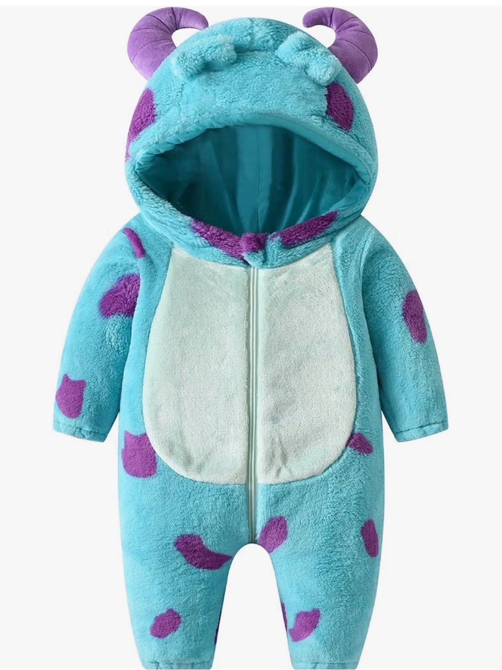 Toddler Monster Costume One-Piece in Teal with Purple Spots